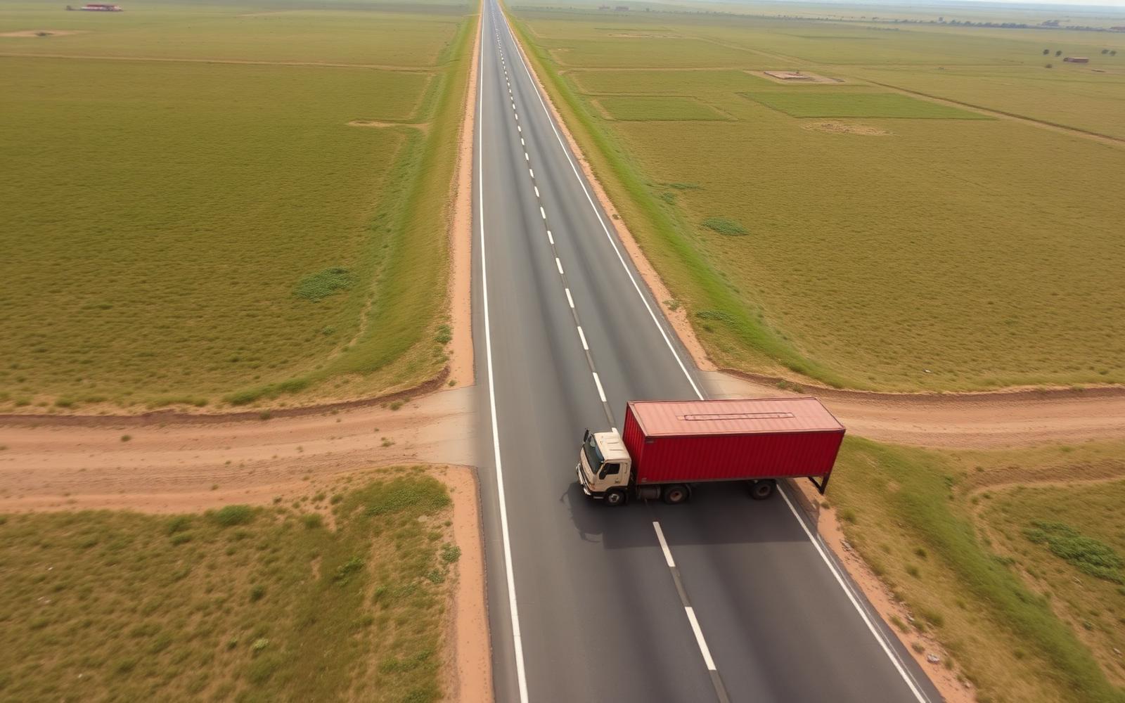 Long-haul truck on regional highway
