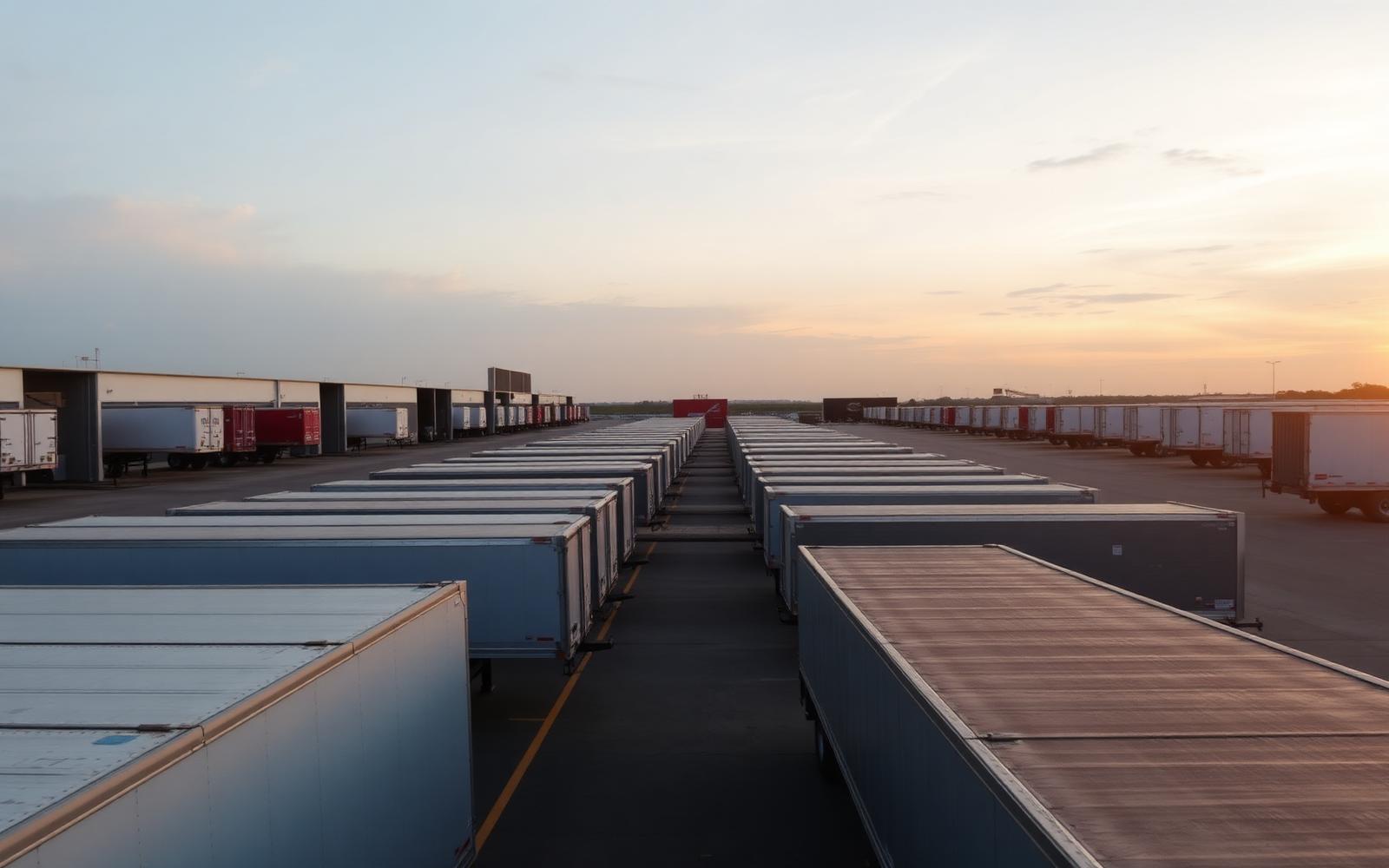 Rental trailers at depot